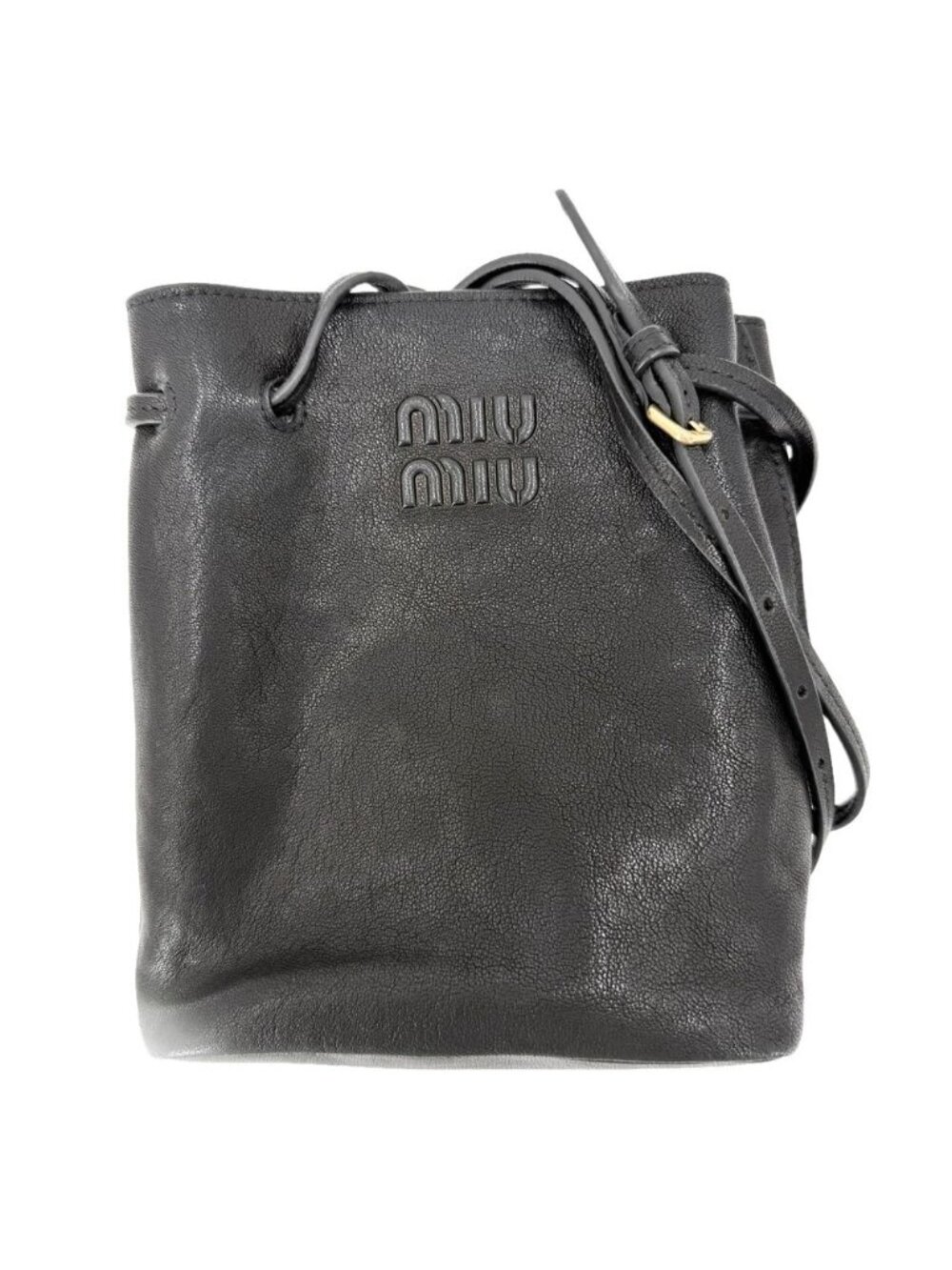 Miu Miu Shoulder Bag Nappa Leather Crossbody Black Gold